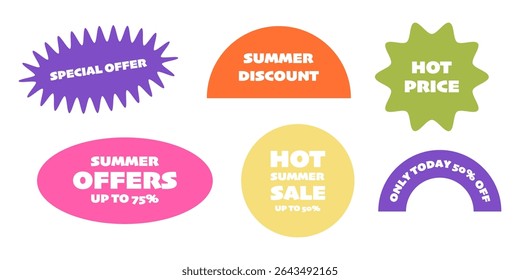 Colorful Summer Sale Discount Badges and Labels
