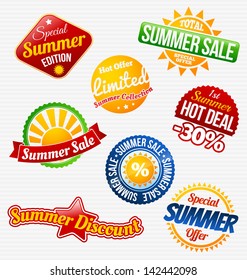 Colorful summer sale labels set