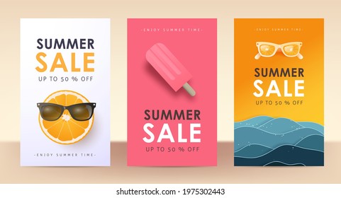 Colorful Summer sale layout poster banner background