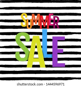 Colorful Summer Sale Poster With Watermelon And Text, Vector Illustration
