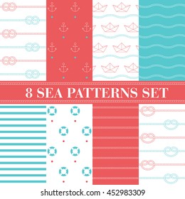 A colorful summer sea patterns set with eight patterns