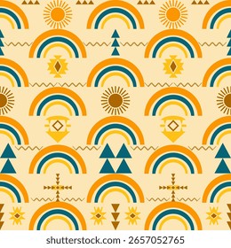 Colorful summer seamless pattern background ,sun modern vector illustration 