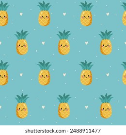 Buntes Sommer nahtloses Muster mit niedlicher Hand Ananas