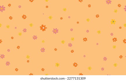Colorful summer seamless pattern with hand drawn floral elements. Fashion print design, vector illustration
