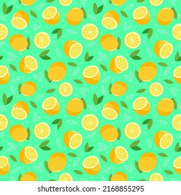 Colorful summer seamless pattern with lemons. Vector illustration