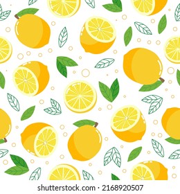 Colorful summer seamless pattern with lemons. Vector illustration