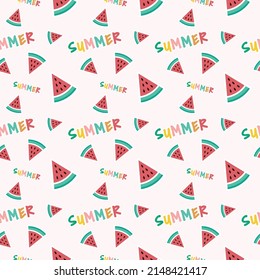 Colorido patrón de verano sin fisuras con frutas tropicales, helados e íconos de verano estilo Memphis. Ilustración vectorial sin fisuras de verano.