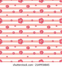 Colorful summer seamless pattern with tropical pink flowers. Summer seamless vector illustration.