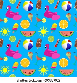 Colorful Summer Seamless Pattern - Vacation, Holidays