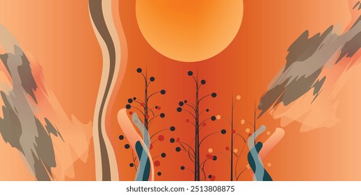 Linhas coloridas de papel de parede de esboço de verão, e fundo de padrão rabiscado. Ilustração de alta qualidade