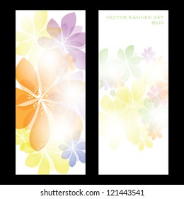 Colorful summer spring banner set with flowers