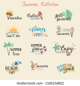 Colorful Summer Stickers Collection - vector eps10