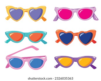 Colorida colección vectorial de gafas de sol de verano