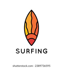 Colorful Summer Surf Wave Logo Vector Design illustration Emblem
