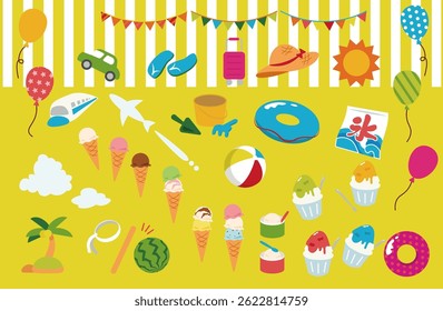 colorful summer vacation items collection
