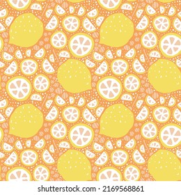 Colorful Summer Vector pattern with lemons for textiles, fabrics, covers, wallpaper, print, gift wrapping, postcard, scrap booking