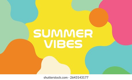 Design colorido das vibrações de verão com formas abstratas e gráficos de fundo amarelo brilhante