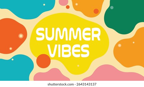 Design gráfico colorido com vibrações de verão com formas abstratas e um fundo brilhante e ensolarado