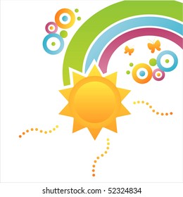 colorful sun background with rainbow