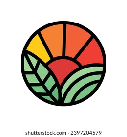 Colorful Sun Logo Vector Design illustration Emblem
