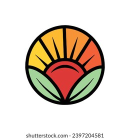 Farbiges Logo, Vektorgrafik-Design-Emblem für Sun-Logo