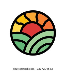 Farbiges Logo, Vektorgrafik-Design-Emblem für Sun-Logo
