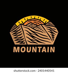 Colorful Sun Mountain Logo Vector Design illustration Emblem