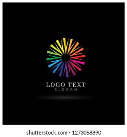 Colorful Sun Rays Logo. Symbol & Icon Vector Template.