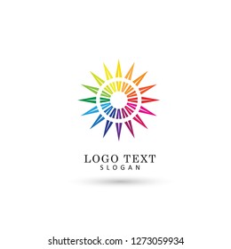 Colorful Sun Rays Logo. Symbol & Icon Vector Template.