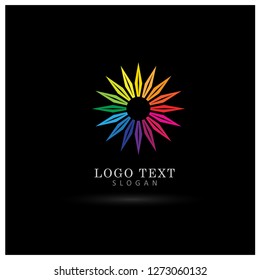 Colorful Sun Rays Logo. Symbol & Icon Vector Template.