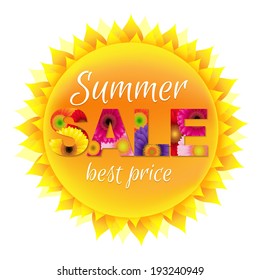 Colorful Sun Sale Poster, With Gradient Mesh, Vector Illustration