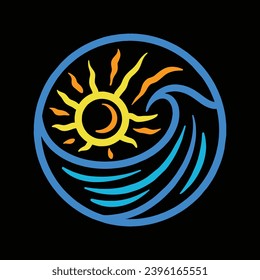 Colorful Sun Wave Logo Vector Design illustration Emblem