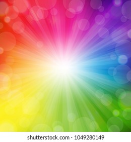 Colorful Sunburst Background And Beam With Gradient Mesh, Vector Illustration