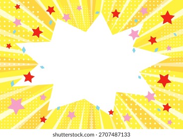 Fundo de explosão solar colorida com quadro em ziguezague, ilustração vetorial