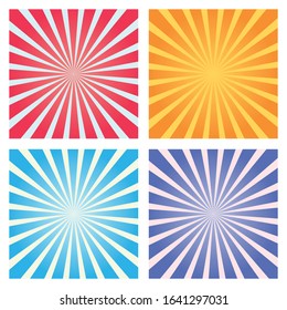 Colorful Sunburst Icon. Colored Sun Rays Symbol, Label and Concept. Cartoon Vector illustration and Art.