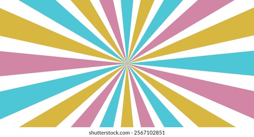 colorful sunburst lines Background. Light sun rays pattern. Vintage stripes halftone radial for poster, banner, advertising backdrop, 