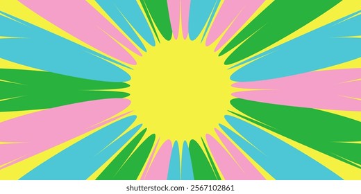 colorful sunburst lines Background. Light sun rays pattern. Vintage stripes halftone radial for poster, banner, advertising backdrop, 