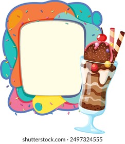 Colorful sundae with sprinkles and blank space