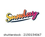 Colorful Sunday typography logo design vector in gradient color of orange to pink color
