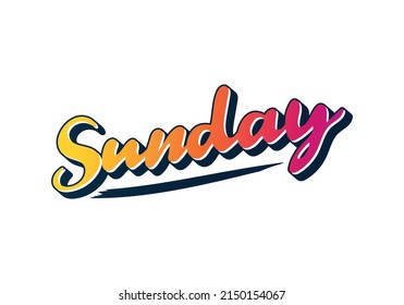 Colorful Sunday typography logo design vector in gradient color of orange to pink color