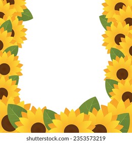 ilustración del vector de borde de girasol colorido