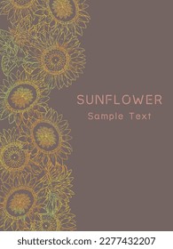 Colorful sunflower line art frame background illustration material