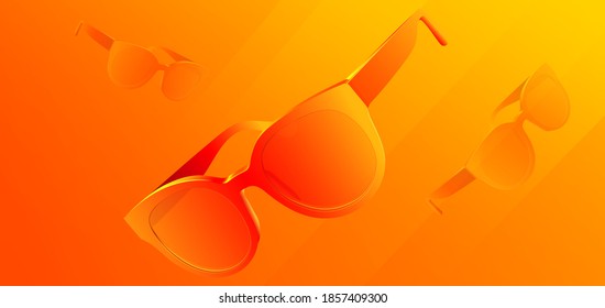Colorful sunglasses. Abstract background with 3d glasses. Product banner. Art and fashion. Vector Illustration. - Shutterstock ID 1857409300