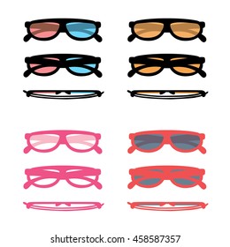 colorful sunglasses against white background, abstract vector art illustration