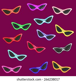 colorful sunglasses chanterelles on a bright background