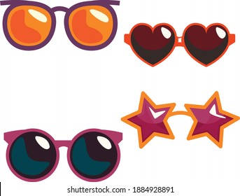 Colorful sunglasses of different shape realistic set isolated