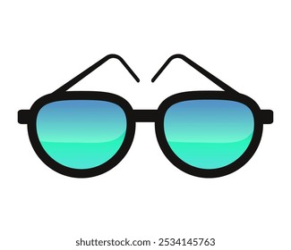 Colorful sunglasses isolated icon on white background. Flat cartoon style vector illustration.