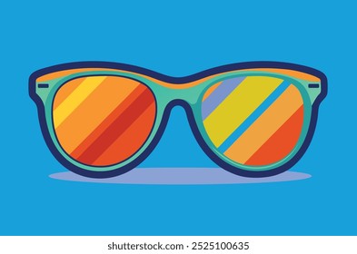 Colorful Sunglasses on Light Blue Background