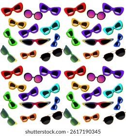 Colorful Sunglasses Summer Seamless Pattern