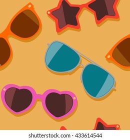 Colorful sunglasses. Vector seamless pattern.